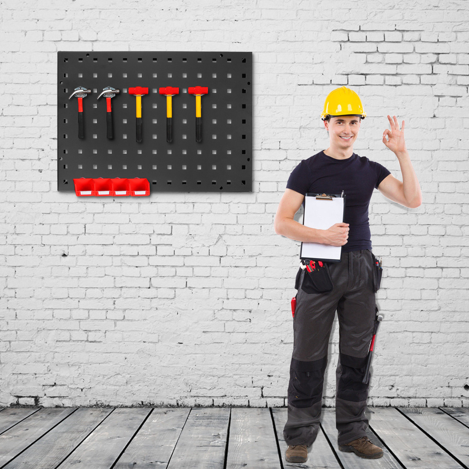 Workshop Tools Rack - Square Hole Pegboard Steel Thickened Cold