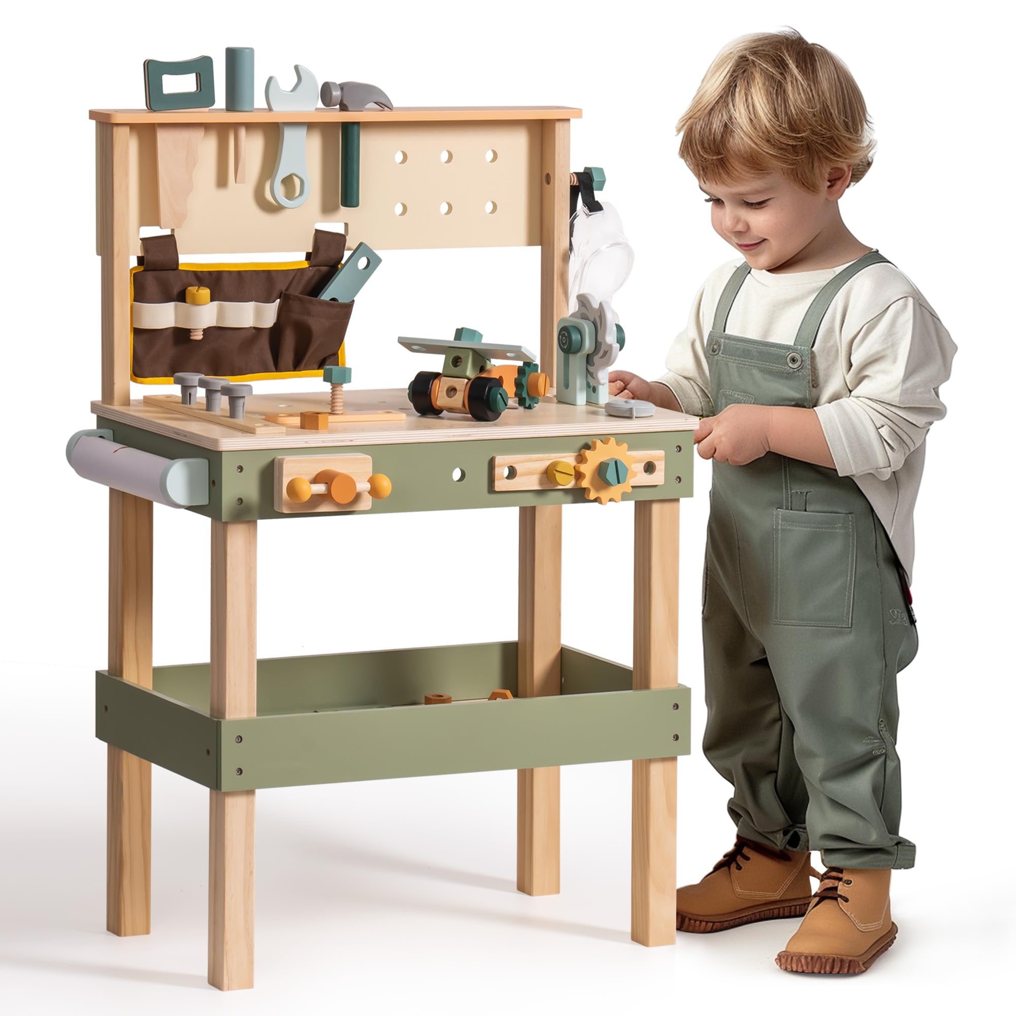 Tools Workshop For Kids - ROBOTIME Wooden Kids Tool Bench Toddler