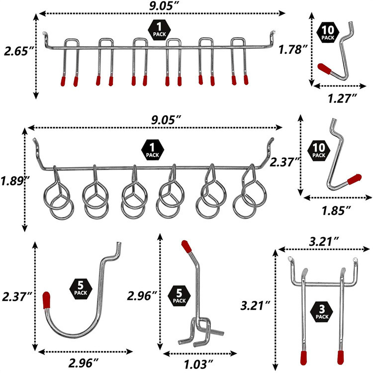 114 Pcs Pegboard Hooks Set Met - Workshop Tools Organizing avis et prix