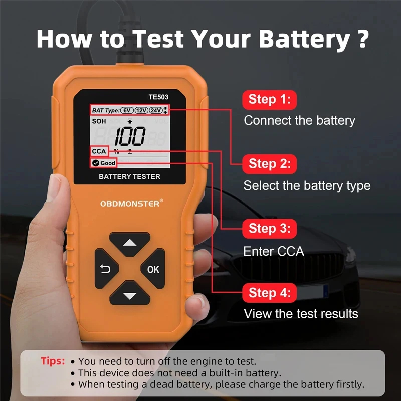 Car Battery Tester 100-2200 CC - Workshop Tools Automotive avis et prix